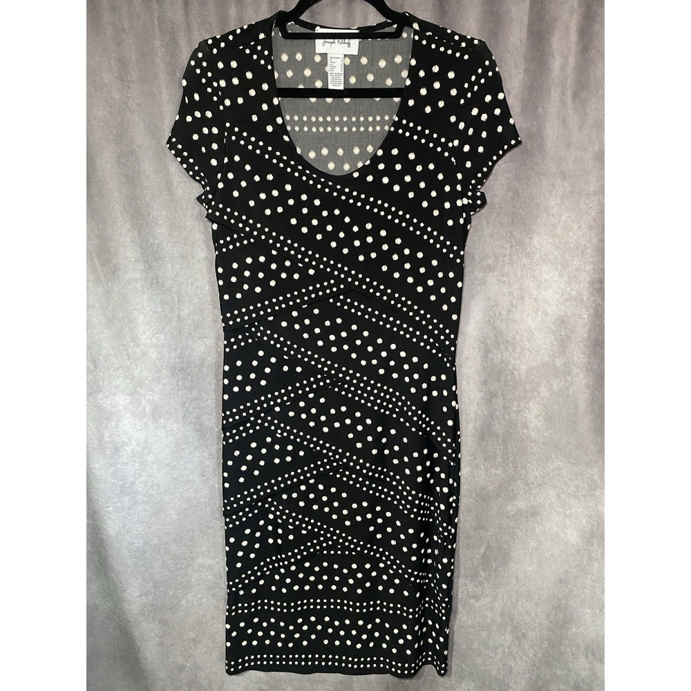 Joseph Ribkoff Women's Sheath Dress Size 8 Polka Dot Bandage Tiered Bodycon